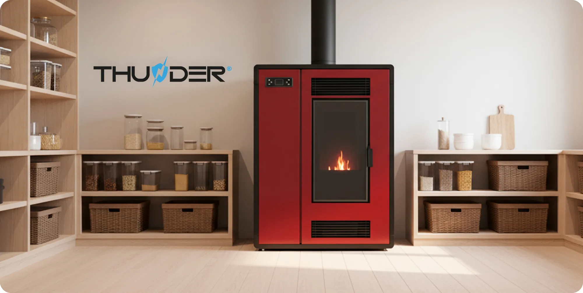 Vrijstaande pelletkachel 12kW – THUNDER ARIA-BLACK