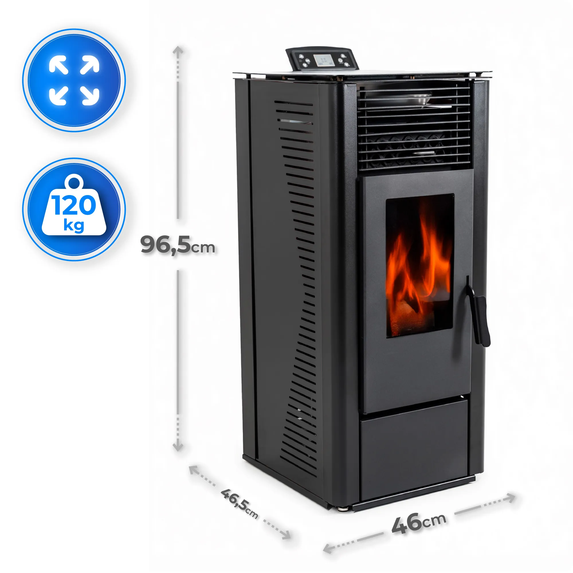 Specificaties van de THUNDER ARIA-BLACK 12 kW-kachel