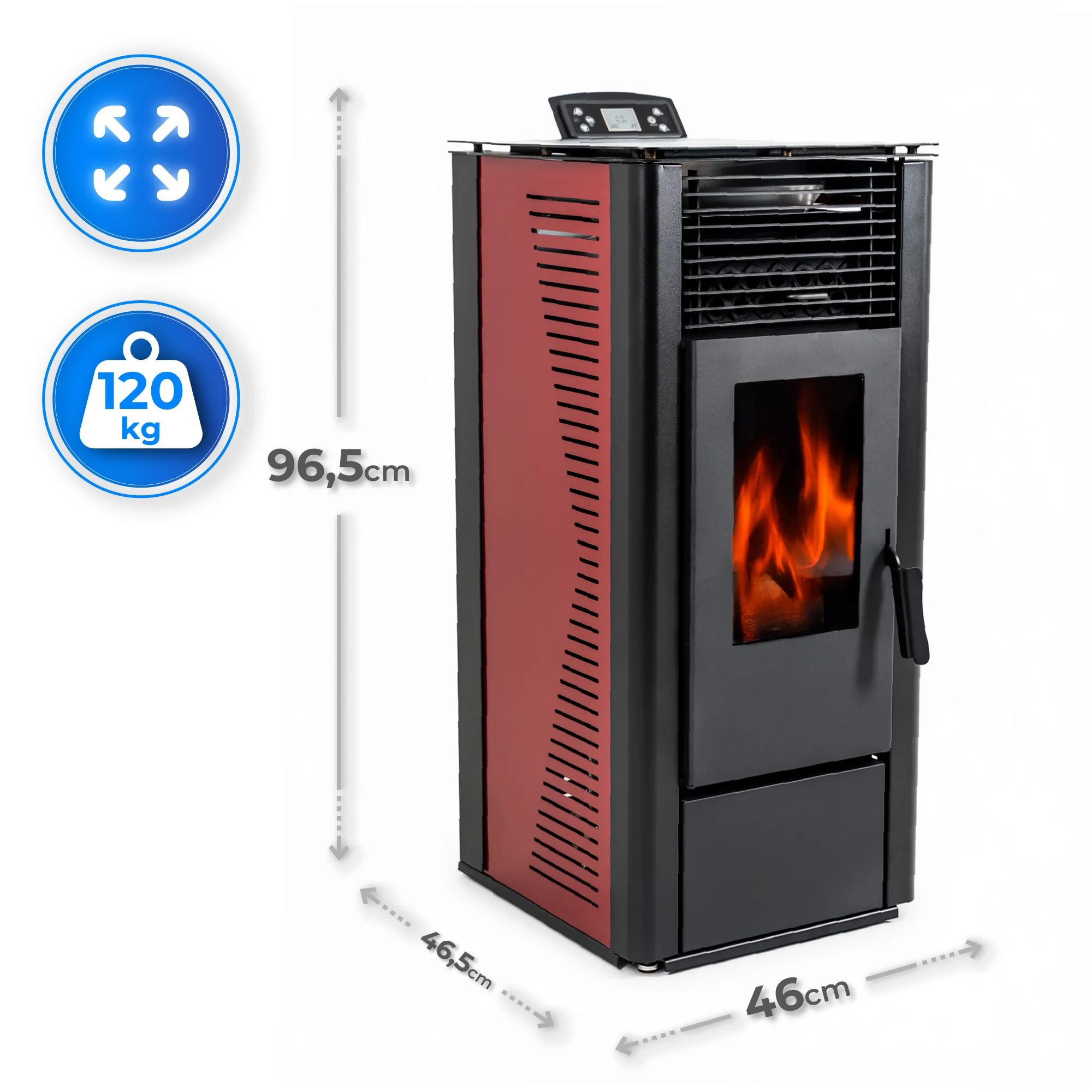 Specificaties van de THUNDER ARIA-BLACK 12 kW-kachel