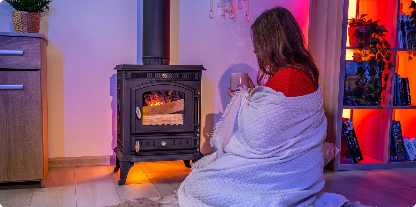 Vrijstaande houtkachel 7kW geit haard