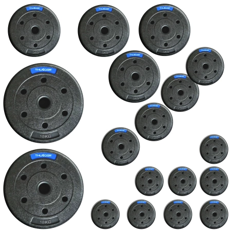 THUNDER set bitumen schijven 2x10 kg + 4x5 kg + 4x2,5 kg + 8x1,25 kg