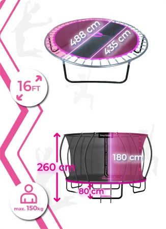 Trampoline THUNDER INSIDE ULTRA 16FT (488 cm) PINK