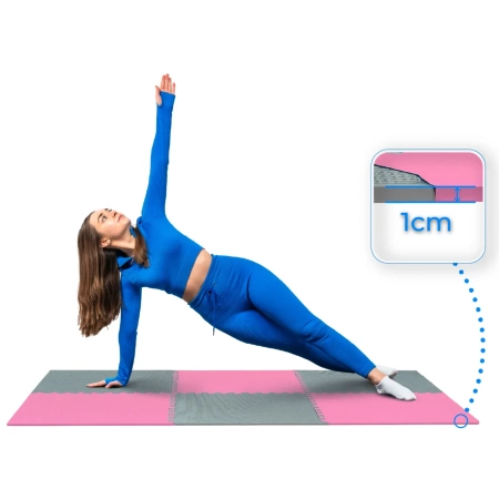 Roze-grijze puzzelmatten 60x60cm THUNDER