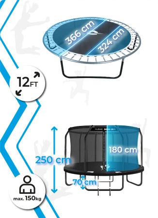 THUNDER INSIDE ELITE 12FT trampoline (366 cm) ZWART